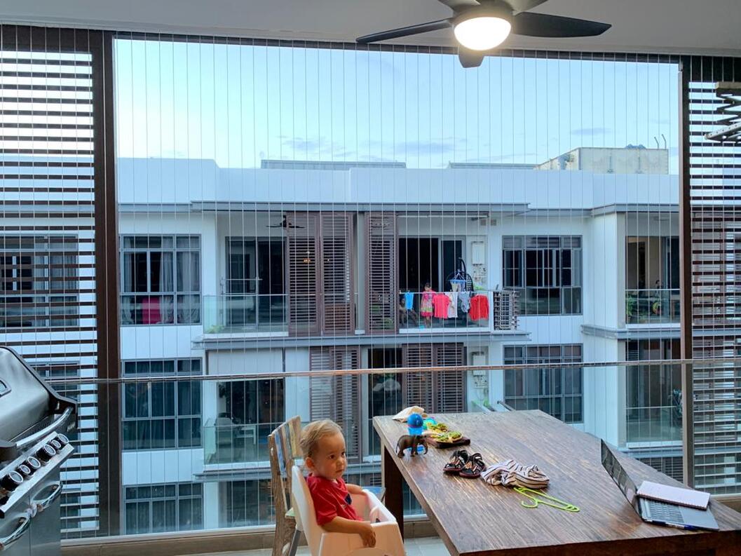 Cute baby singapore condo balcony with endo invisible grilles